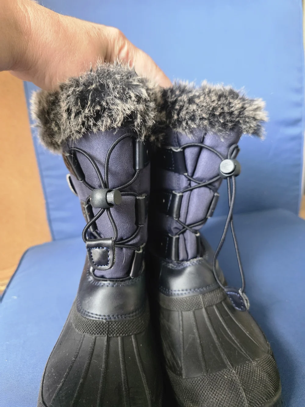 DREAM PAIRS Thinsulate 200g Winter Snow Boots Navy Faux Fur Waterproof Kids Sz 4